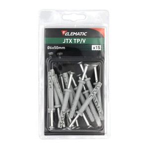 Elematic Blister Tassello Jtx Tp/V 6x50 Con Vite 15 Pezzi - Product Image 1