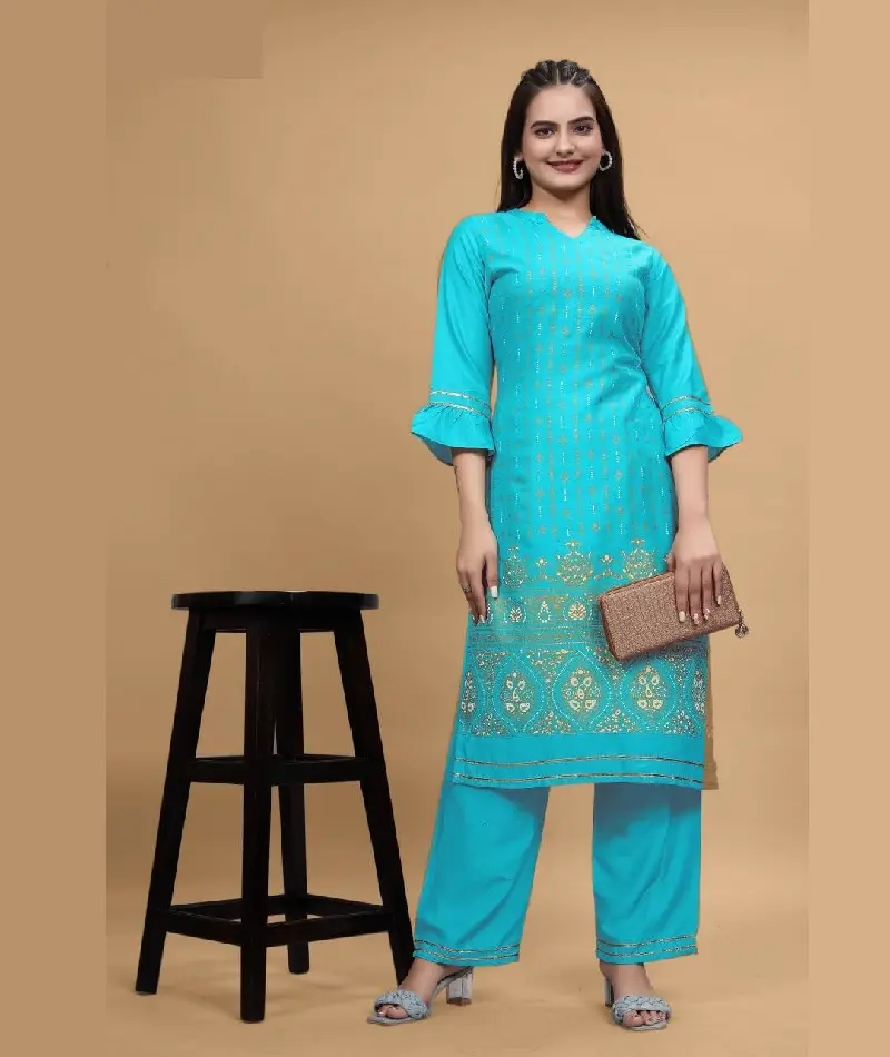 Dernier costume élégant de créateur indien brodé de style pakistanais Salwar Plazzo pour les femmes Tenue décontractée Rayon Kurtis à bas prix