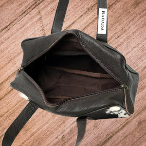 Mini sac de voyage en cuir de vachette fait à la main avec dos en cuir rétréci pleine fleur léger facile à transporter - Product Image 6