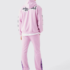 Chándal de chándal de color rosa con logotipo personalizado para hombre, chándal OEM, sudaderas con capucha y chándales para correr - Product Image 2