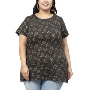 T-shirt décontracté imprimé sur tout pour femmes grande taille 100% coton jersey respirant solide prix de gros de fabrication Bangladesh - Product Image 1