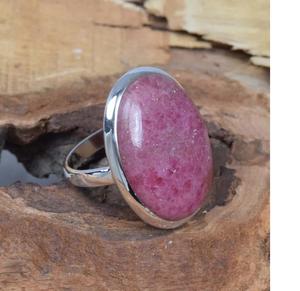 Bague en rhodonite rose naturelle en argent sterling 925 bijoux en pierres précieuses faits à la main cadeau de Noël pour elle - Product Image 4