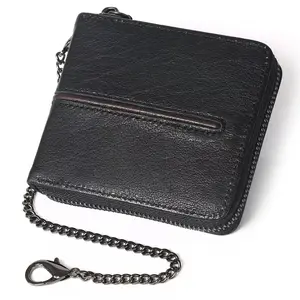 Men's Wallet Genuine Leather Purse Male Short Wallet With Chain and Coin Card Bags High Quality Cow Leather Men wallet's