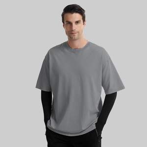 เสื้อยืดสำหรับผู้ชายทรงหลวมเข้ารูปผ้าฝ้าย100% สำหรับซักแบบวินเทจโอเวอร์ไซส์ออกแบบได้ตามต้องการ - Product Image 3