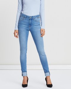 Pantalones vaqueros ajustados de cintura alta para mujer, pantalones vaqueros elásticos con estampado de bolsillo para invierno, nuevo diseño básico, venta al por mayor en stock 2022 - Product Image 6