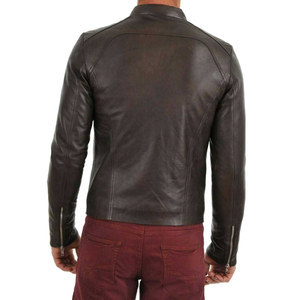 Dockers James Veste en cuir véritable personnalisée pour hommes Veste en cuir pour hommes Outdoor Fashion Cafe Racer Veste en cuir pour hommes - Product Image 2