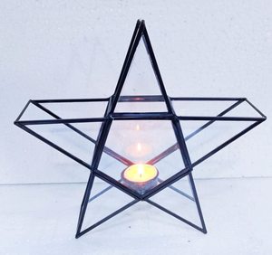 Linterna en forma de estrella hecha de hierro de alta calidad y estrella colgante de vidrio para decoración del hogar - Product Image 4