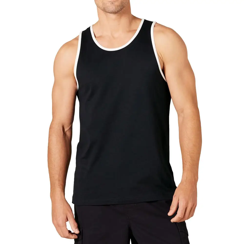 Top curvo para musculação e exercícios, 100% algodão, ideal para homens, com bainha curvada para academia e treino