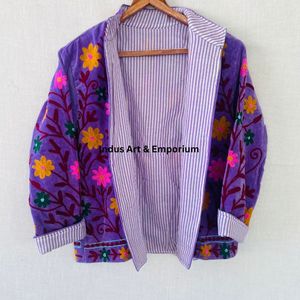 Chaqueta Suzani India Hecha a Mano, Chaqueta Corta Bordada a Mano, Abrigo Unisex, Chaqueta Corta Suzani Hecha a Mano - Product Image 2