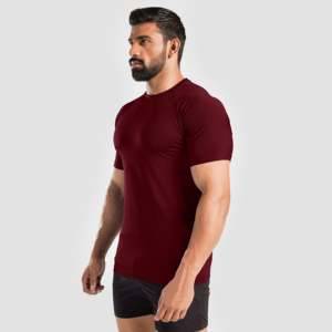 Legacy <b>100</b>% <b>Polyester</b> Knitted Gym Workout Tee in Maroon Dry-Fit & Breathable Fabric Solid Color Printed T-<b>Shirts</b> for Exercise - Product Image 3