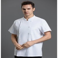 Wanita dan pria Fashion warna hitam putih seragam restoran lengan pendek koki mantel jaket dibuat di India