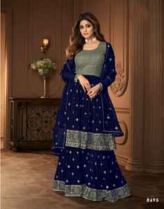 Costume de Salwar Georgette à feuilles persistantes spécial Eid avec fil et broderie Fournisseur indien à vendre - Product Image 4