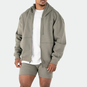Veste 100% coton pour hommes, sweats à capuche zippés Streetwear surdimensionné vierge, sweat à capuche avec logo personnalisé et poids lourd, sweat à capuche zippé pour hommes - Product Image 1