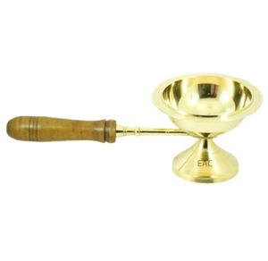 กระถางธูปทองเหลืองพร้อมด้ามไม้ขัดเงาสีทองที่วางธูปขดลวดสำหรับตกแต่ง - Product Image 2