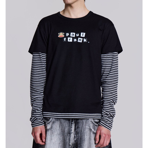 Nouveau style T-shirt double couche surdimensionné unisexe à manches longues T-shirt double couche à manches longues pour hommes - Product Image 6