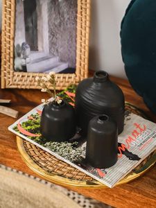 Handmade Black Tabletop Flower <b>Vase</b> Ceramic Porcelain Decorative <b>Bud</b> <b>Vase</b> for Wedding Home Decor - Product Image 4
