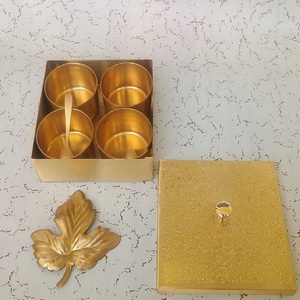 ภาพที่กำหนดเองของชุดอาหารเย็นทองเหลืองแบบดั้งเดิมรวมถึงจานขนาดใหญ่ (Thali) หลายชามช้อนและถ้วย - Product Image 6