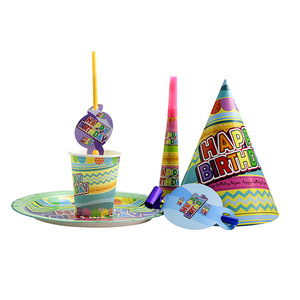 Vaisselle jetable pour fête d'anniversaire à thème dessin animé - Assiettes en papier, gobelets, chapeaux et pailles - Product Image 2
