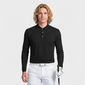 Camisa Polo de golf de manga larga bordada personalizada, ajuste regular para hombres - Product Image 3