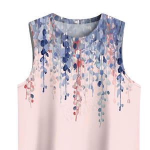 เสื้อกล้ามผู้หญิงไซส์พิเศษระบายอากาศไม่มีแขนเสื้อลายสีทึบแบบลำลองสำหรับฤดูร้อน - Product Image 5