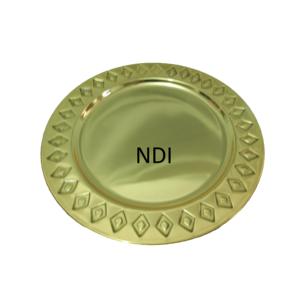 Assiette de présentation élégante en acier inoxydable avec bordure décorative de forme arrondie et finition dorée pour hôtels et mariages - Product Image 3