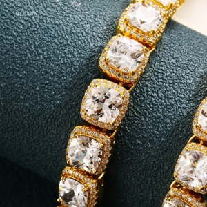 สร้อยคอเทนนิส Moissanite ทรงเบาะสีเงิน925ขนาด10มม. ทำด้วยมือ100% และชุดแฮนด์เมดสร้อยคอเทนนิส VVS Moissanite สำหรับผู้ชายอินเดีย - Product Image 5