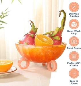Artisanat moderne décor à la maison Orange résine bol de fruits anneau Base jambes pour Snack service Table pièce maîtresse résine coulée Technique - Product Image 2