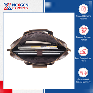 Nuevo en Existencia, Maletín de Cuero Genuino para Hombre, Estilo Vintage, de Alta Calidad, Duradero, para Portátil, Bolsa Suave para Viajes y Conferencias - Product Image 4