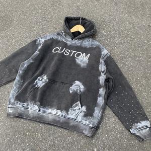 Vente en gros de sweat à capuche zippé pour homme, personnalisé, hiver, respirant, délavé soleil, coupe carrée, court, épaules tombantes, oversize, décontracté, effet délavé, vêtements pour hommes - Product Image 5