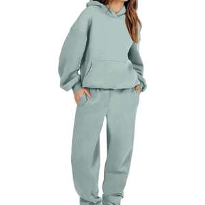 Conjunto de chándal unisex al por mayor, conjunto de sudadera polar con capucha para hombre y mujer, diseño de logotipo personalizado, chándal de algodón informal para entrenamiento al aire libre - Product Image 3