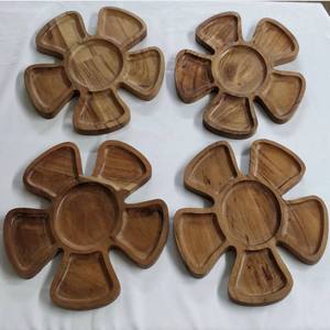 Plateaux de service en bois naturel avec plateau de service alimentaire pour café, boisson et Dessert de lameterartz - Product Image 4