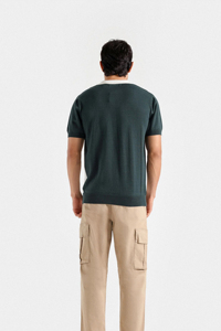 Embroidered Compressed Knitted Solid Short Sleeve Loose Fit Casual <b>Design</b> Men's Outfit Set 100% Cotton - Product Image 4