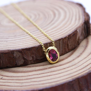 Vente en gros collier en argent sterling 925 plaqué or bijoux fins tourmaline de forme ovale naturelle lunette de pierres précieuses mariages à la mode - Product Image 4