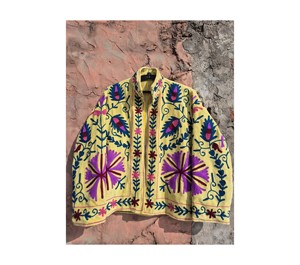 Handmade Embroidered Velvet Jacket: Bohemian Floral Coat - Product Image 1