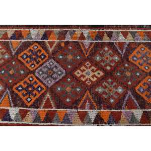 Herki Rug, 3x12.5 ft Vintage Rug, <b>Brown</b> Camouflage Rug <b>Wool</b> - Product Image 5