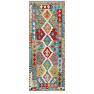Alfombra Kilim de Maimana, Afganistán, 197 x 81 cm, Alfombras y Juegos de Alfombras - Product Image 1