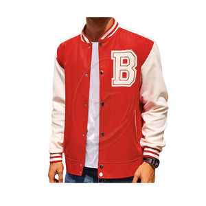 Blouson aviateur Letterman coupe-vent en laine mélangée pour homme Veste universitaire avec col à capuche et poche Veste de baseball légère - Product Image 1