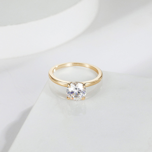 IGI certifié 10k jaune or massif 4 broches réglage rond coupe Solitaire Moissanite diamant mariage bague de fiançailles cadeau pour elle - Product Image 3