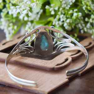 Venta superior 925 Plata de Ley Natural Caribe Larimar Piedra preciosa Brazalete abierto Ropa de fiesta para mujer Joyería fina - Product Image 3