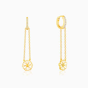 Boucles d'oreilles dorées Brahma Kamal Convertible Drop Design à la mode Convertible Hoop - Product Image 2