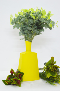 Jarrón Rectangular con Recubrimiento en Polvo Amarillo, Jarrón de Flores de Color Antiguo, Estilo Lujoso para el Hogar - Product Image 4