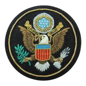 Embroidery Great Seal United States White Embroidered Patch America Eagle Iron & Sew On Blazer Badge Manufacturer & Supplier