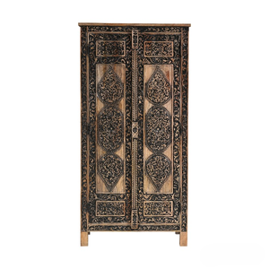 Armario de Dormitorio Moderno de Madera de Teca Maciza Hecho a Mano con Tallado Ornamentado y Diseño de Almacenamiento para Apartamentos, Hogares y Hoteles - Product Image 1