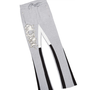 100% coton pour imprimé bouffant pantalons évasés ensembles à capuche polaire lourde Logo personnalisé survêtements d'hiver coupe-vent - Product Image 6