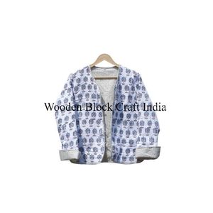เสื้อแจ็คเก็ตผ้าฝ้ายอินเดียทำมือแบบคลาสสิก ลายปะติดปะต่อ สำหรับผู้หญิง แฟชั่นแบบกลับด้านได้ ลายดอกไม้แบบคันธา เหมาะสำหรับทุกฤดูกาล - Product Image 6