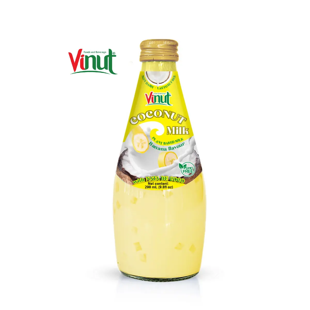 9.8 floz bouteille De lait De noix De Coco banane avec Nata De Coco 330ml distributeur De boissons, propre marque vegan lait noix lait