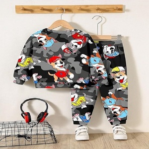 Conjunto de Pantalones y Sudadera Clásica de Primavera para Niños Pequeños, Estilo Vintage, Estampado Completo, Tela Oxford de Poliéster Grueso - Product Image 2