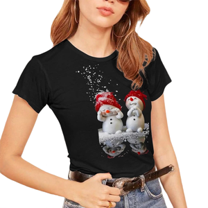 Camiseta de poliéster de Navidad de manga corta para mujer, camisetas transpirables negras, camiseta de Navidad de alta calidad por sublimación - Product Image 3