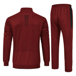 Survêtement de football pour adulte à manches longues fermeture éclair vers le haut 2 pièces ensemble couleur marron Football entraînement vêtements de sport survêtements respirants - Product Image 2