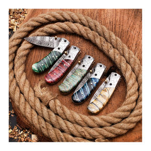 Lame en acier Damas avec manche en bois Couteau de poche pliant extérieur pour le camping et la chasse DIY Grade OEM Personnalisable - Product Image 3